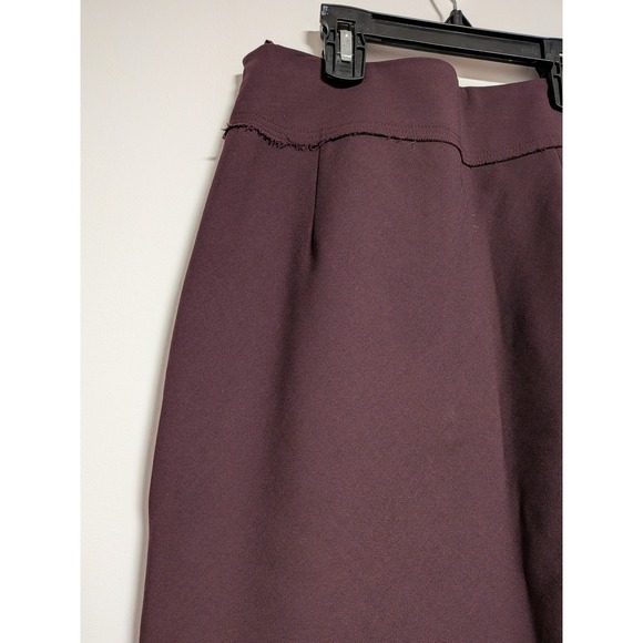 Salvatore Ferragamo Burgundy Wool Blend Raw Edge Pencil Skirt Made in Italy 40 - Picture 7 of 15